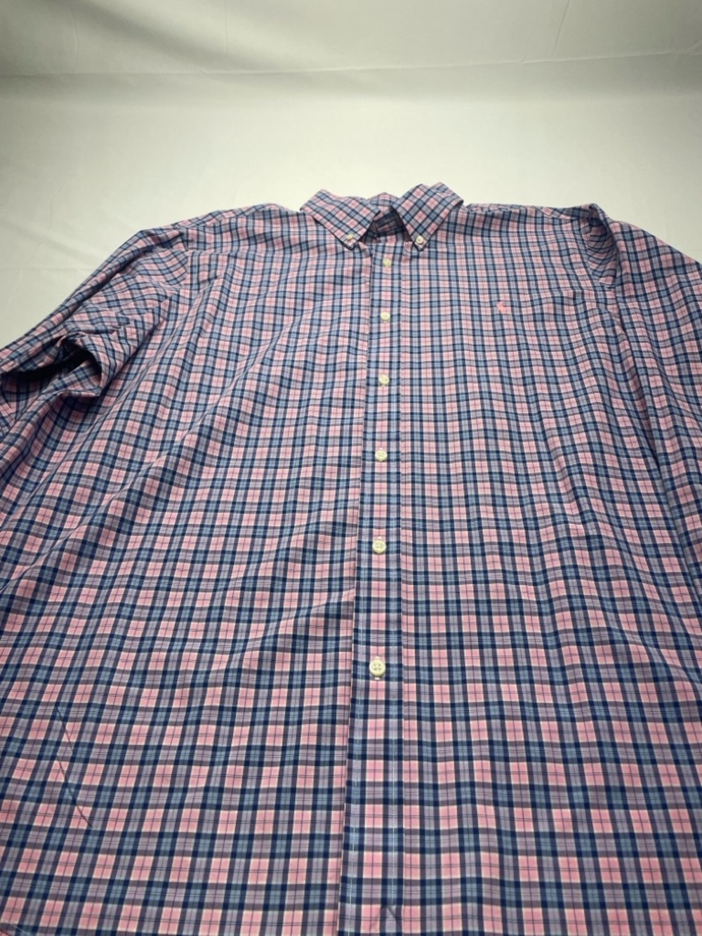 Ralph Lauren Men’s XXL Classic Fit Plaid Button Down Shirt Pink Blue Cotton Pony